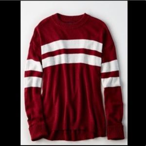 AE Scoop Neck Pullover Maroon White Striped Sweater Sz XXL